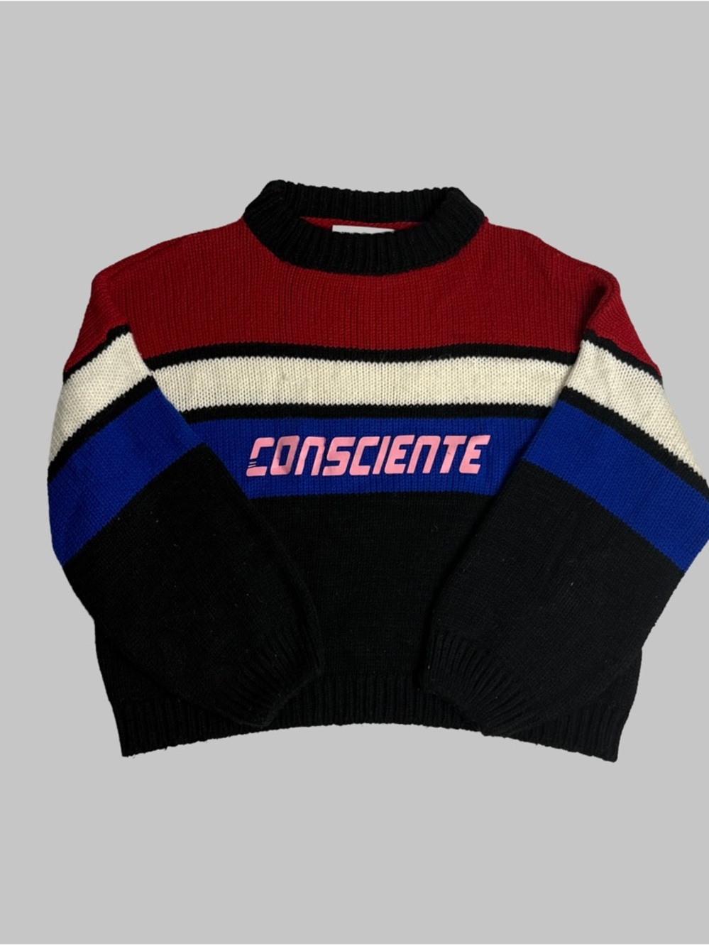 Mattelsa Colorblock Crewneck Sweater - Black, Red, Blue, Cream, Pink